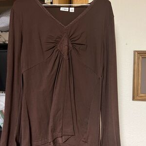 Cato Women's‎ Chocolate Brown V-Neck Blouse when strings medium